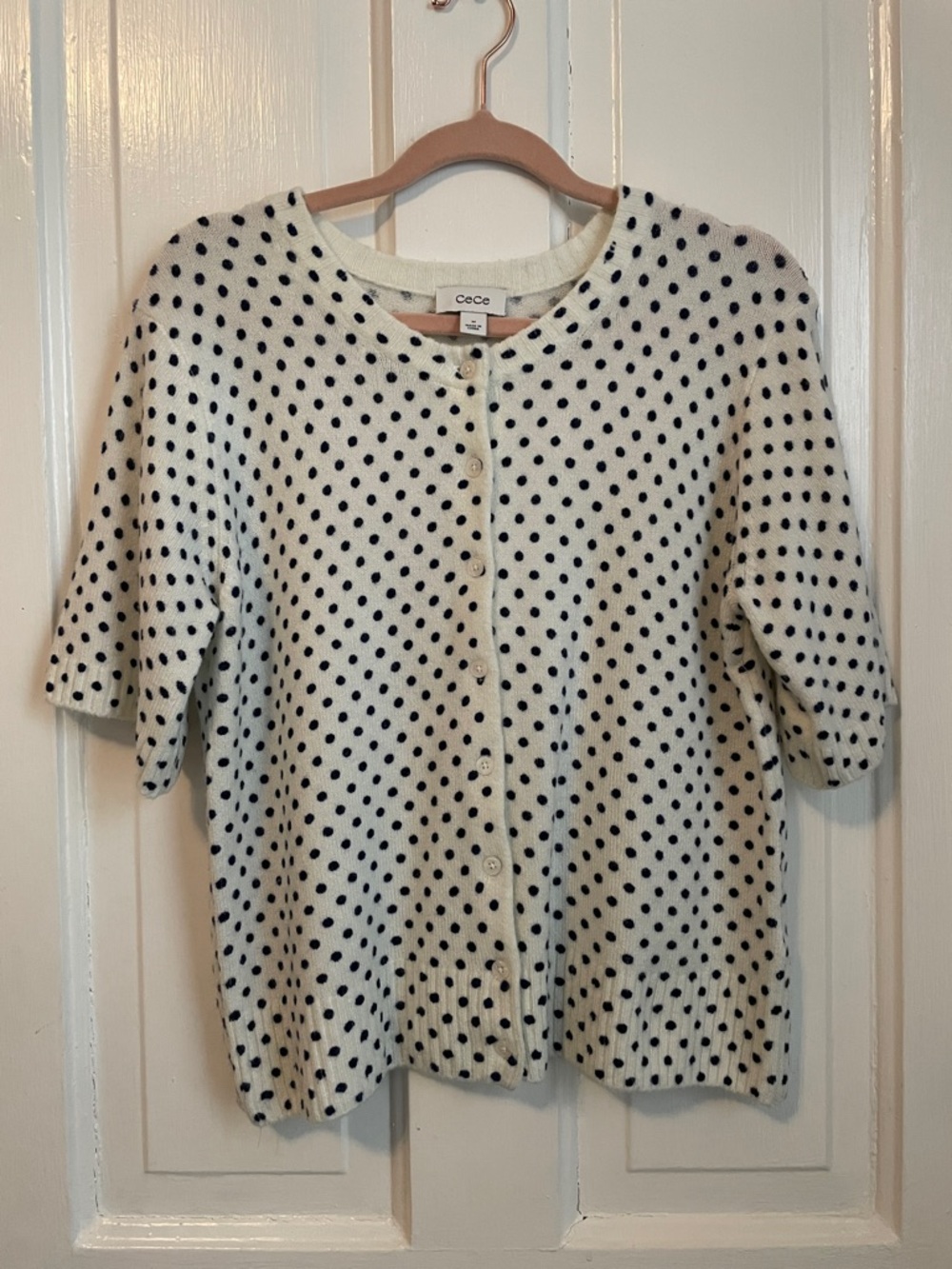 NWOT Polka Dot Short Sleeve Cardigan